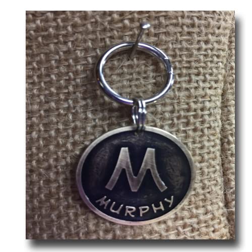 Raised Initial & Name Pet Tag Dog Id-Brass, Nickel Silver Copper Tag-Personalized Id Tag-Engraved Dog Tag-Unique Hand Crafted Tag-Custom Tag (1