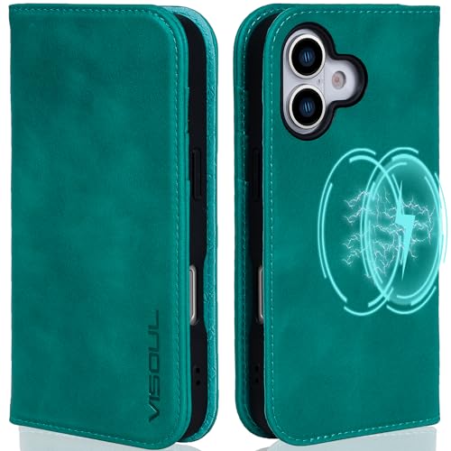 Housse cuir iPhone 17 avec support béquille et 3 emplacements cartes bleu