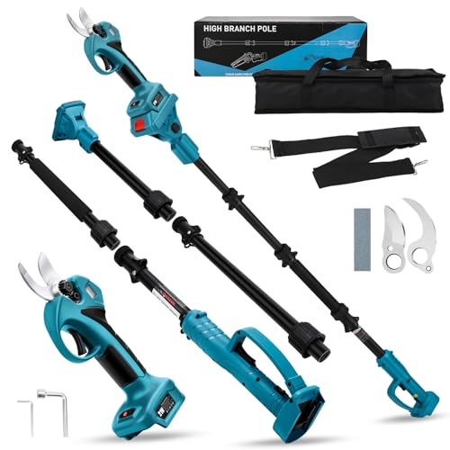 Troncarami elettrici a batteria, con asta telescopica, 45 mm, compatibile con motore senza spazzole Makita da 18 V, display LCD per tagliare alberi e alberi da frutto (senza batteria)