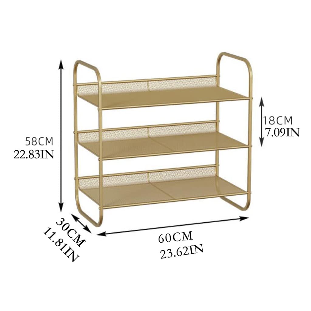 Zapatero independiente Zapatero de 3 niveles, estante organizador de almacenamiento de zapatos de malla metálica resistente apilable y ajustable, ideal para entrada, sala de estar, dormitorio Zapatero