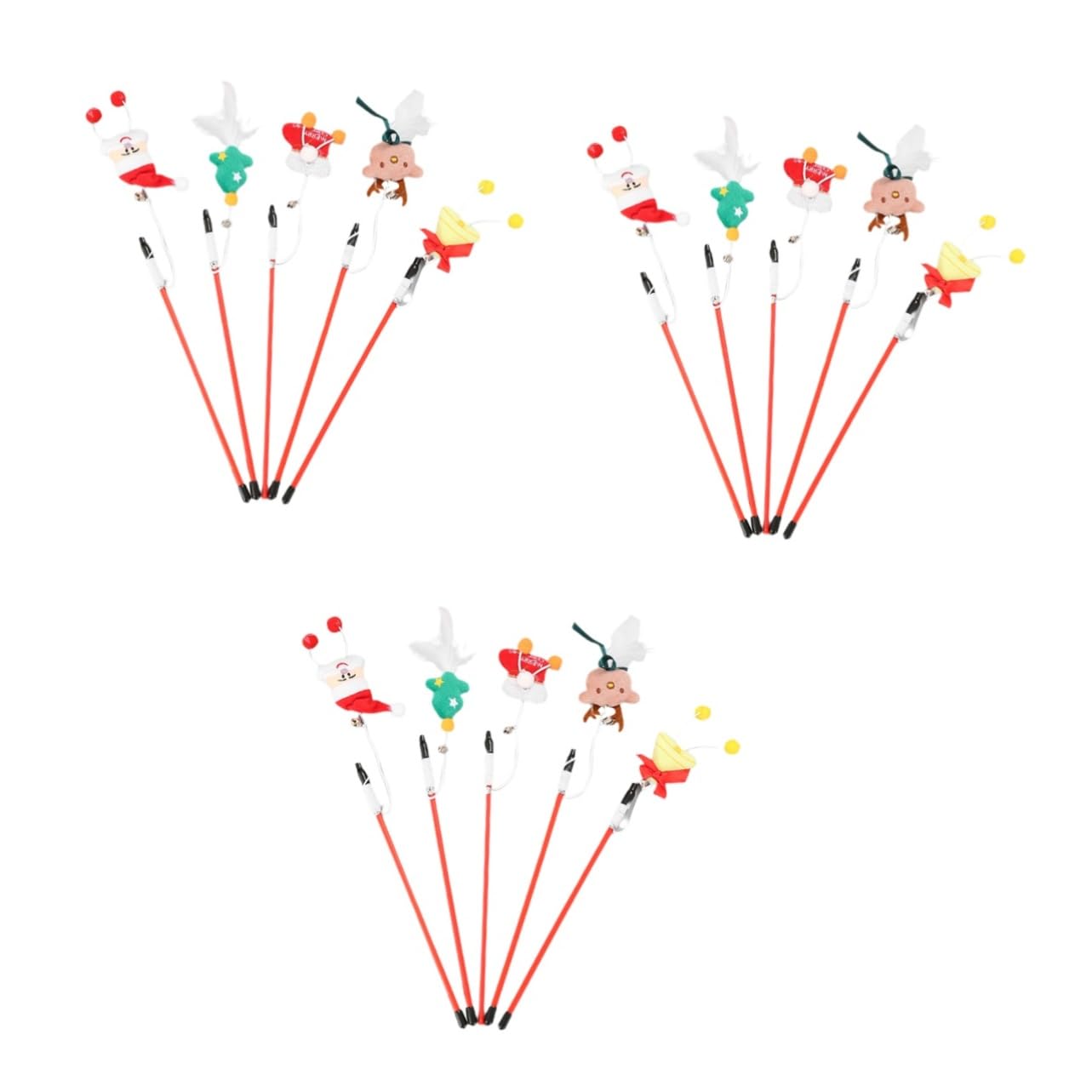 Yardwe 3sets Lustige Necken Sticks Für Katzen Weihnachten Katze Interaktive Spielzeug Teaser Spielzeug Pet Supplies 5 Stücke * 3