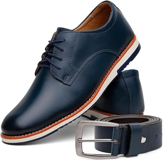 Conjunto Sapato Masculino Oxford Em Couro Legítimo Com Cinto Largo Ajustável Confortável Para Uso Social