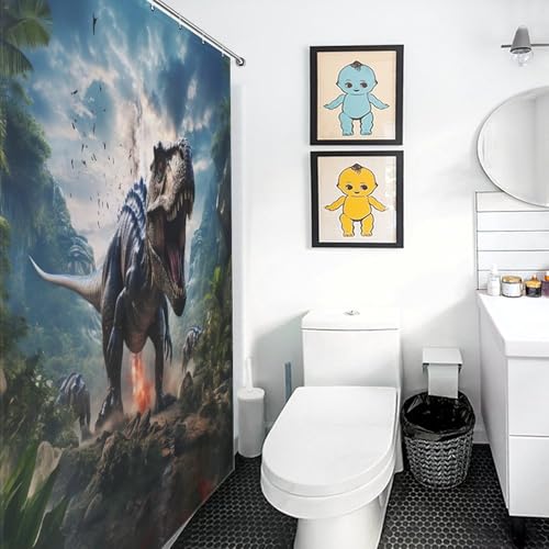 Rideau de douche dinosaure en polyester résistant pour la maison - 3