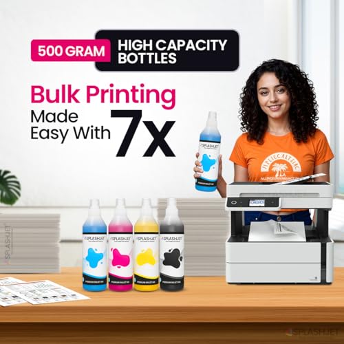 Image of Splashjet 008 Compatible Pigment Ink for Epson L15150, L15160, L6460, L6550, L6570, L6580, M15140, M15180 Printer - Ink Bottle for Epson 008 Ink Code - (500 gm x 1 Black) Ink Bottle - 506036