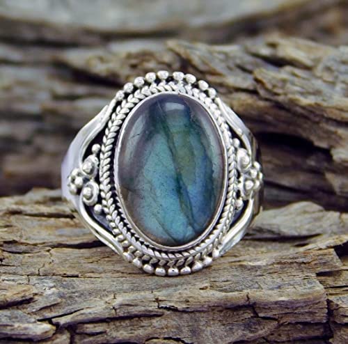 Bague en argent 925 anti-allergie avec pierre naturelle pour peaux sensibles taille S