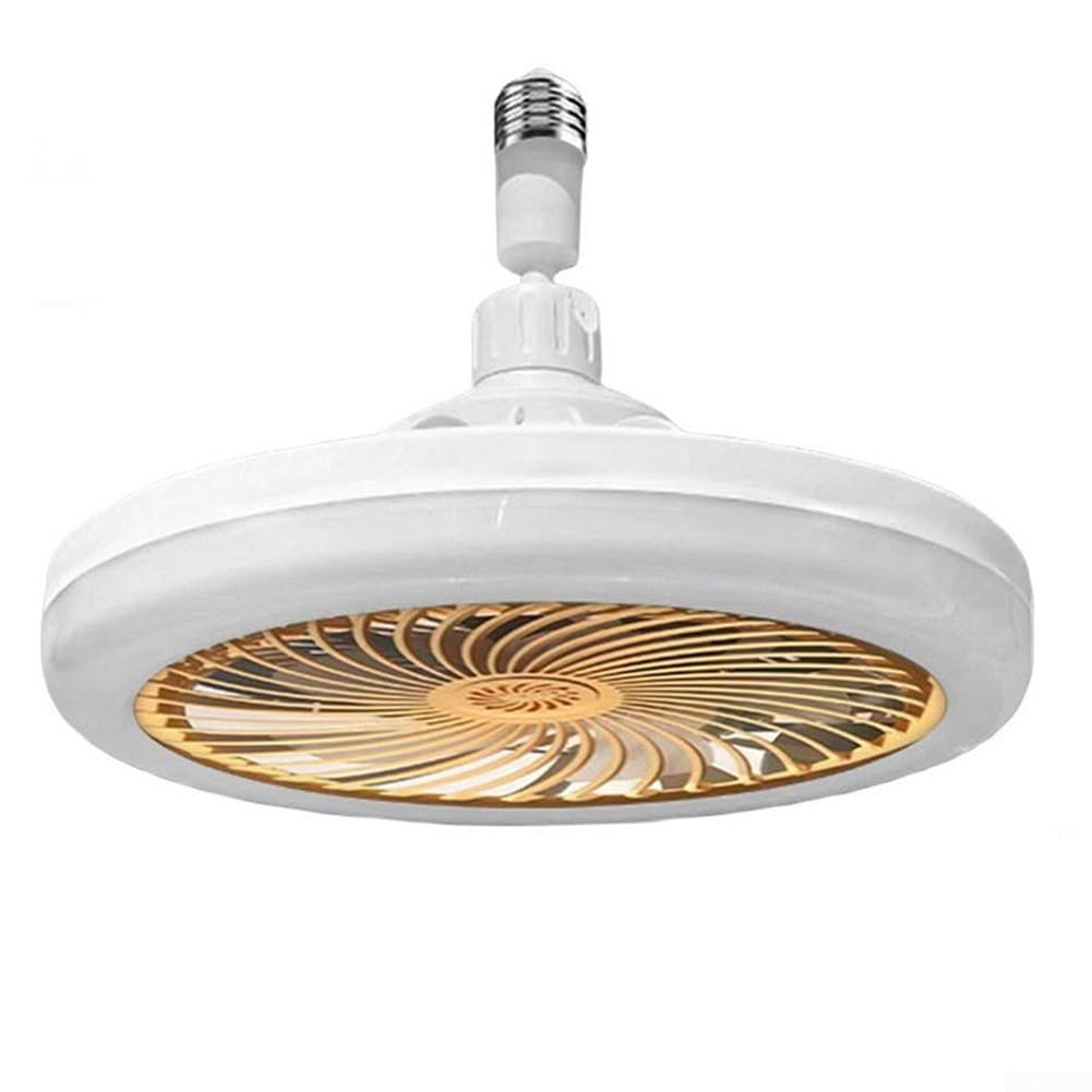 E27 LED Ceiling Fan Light Bulb Lights Bulb Ceiling Fan, Adjustable Brightness Integrated Fan Lamp, For Bedroom/Home-Lighting, With Remote Control(Yellow)