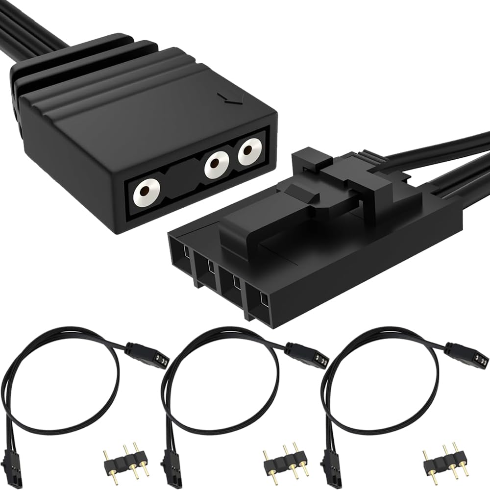 Câble adaptateur RGB 4 broches vers 3 broches pour Corsair RGB, ARGB 5V 3 broches, 10 cm, 3 pièces