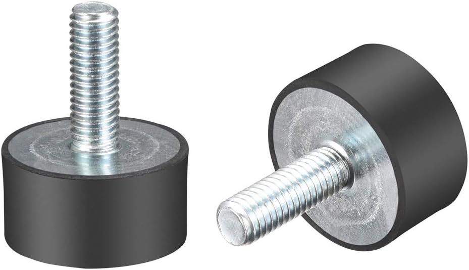 sourcing map M8 Thread Rubber Mounts,Vibration Isolators,Cylindrical Shock Absorber with Studs 30mm x 15mm 2pcs