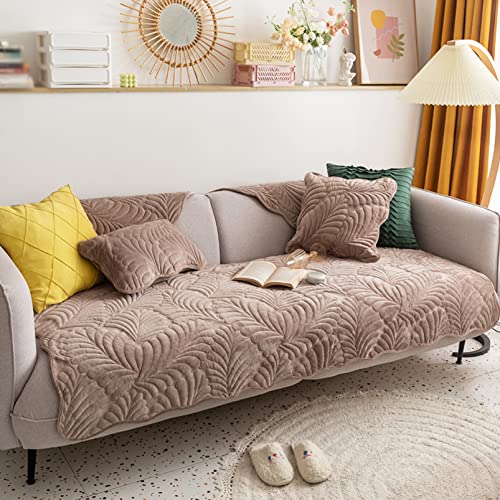 北欧 ソファーカバー ベロア 四季通用 90*210cm 滑り止め 厚手 キルト キズ防止 コーヒー色 肘なしと肘付きソファーとも適用 出窓 室内マット シンプル 室内マット 正方形 長方形 マルチカバー 水洗い ファッション 犬猫対策 北欧風デザイン