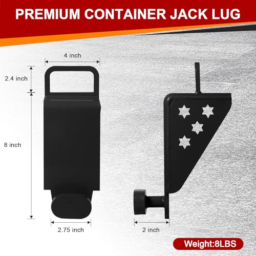 Image of Upgraded Shipping Container Jack Lug, Heavy-Duty Anti-Slip Shipping Container Booster Lifter with Portable U-Shape Handle for Ultimate Container Leveling and Stability, Black