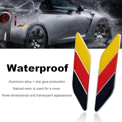 Image of 2 PCS 3D Tricolor Flag Emblem, Car Exterior Emblem Badge Sticker Decal, Vehicle Fender Bumper Decals, 3D Aluminum Declaration Badge for All Models, Universal Car Accessories (Germany)