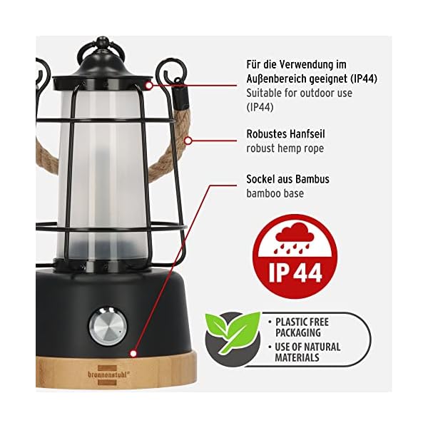 Brennenstuhl LED Akku Campinglampe CAL 1 (350 lm, IP44, bis zu 75h Leuchtdauer, stufenlos dimmbar, mit integrierter… – Bild 3