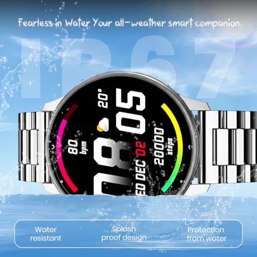 Image of PunnkFunnk Active 2 Smartwatch, 1.39 inch HD Round Display, Bluetooth Calling, Heart Rate & SPO₂, 100+ Sports Modes, IP67, Long Battery Life for Men & Women (Metal Silver)