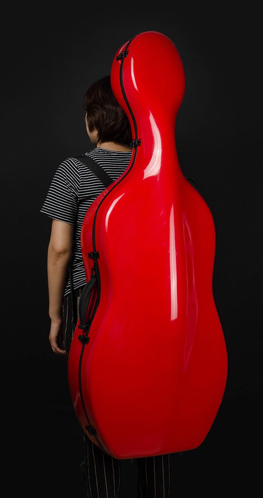 COYOUCO Cello Case, Cello Hartschalenkoffer für 4/4 professionelle Cellotasche in voller Größe mit Rucksack und Rädern, Rot