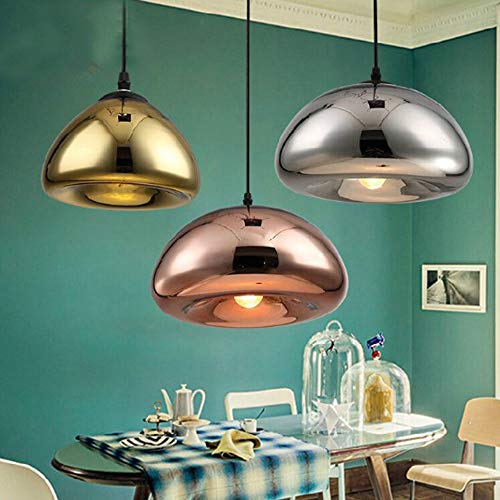 GHBSDNEPP Lampadario Moderno e Creativo per Ristorante, Bar, Caffetteria, Flavonoidi, Ciotola in Vetro Placcato con Sfera a Testa Singola, D30 X 14 cm