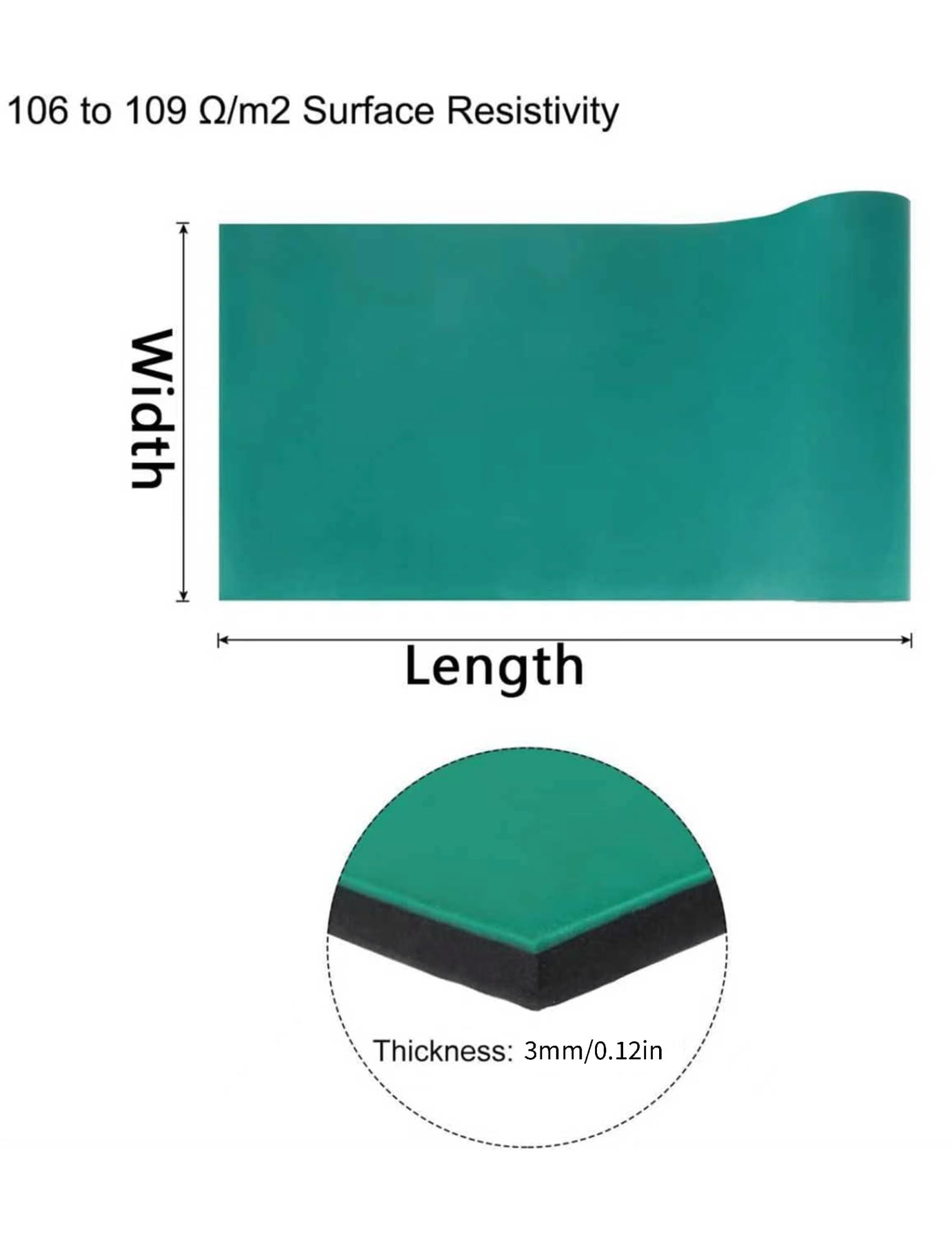 Antistatische Matte, Schweißmatte aus PVC ESD für Werkbank, grün, verschiedene Größen (80x100x0.3cm/32x39x0.12in)