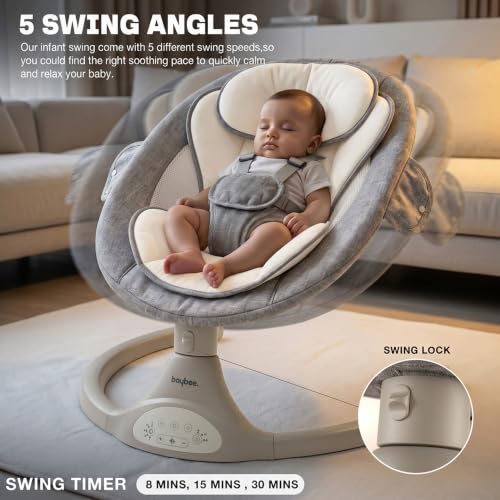 BAYBEE Store Baybee Electric Swing Cradle for New Born Baby, Grey - Image 4