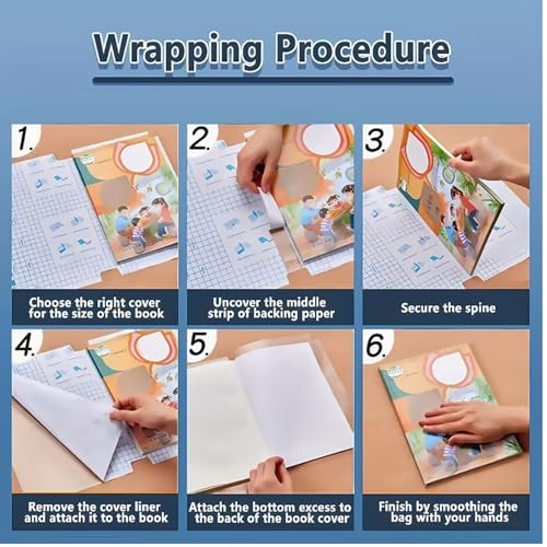Image of Parssufy Transparent Paper Sticker Book Cover Film Book Binding Cover [60 Pcs- 3 Different Sizes -20 Each] Waterproof Self-Adhesive Book Cover for Office School Textbook Protective Case