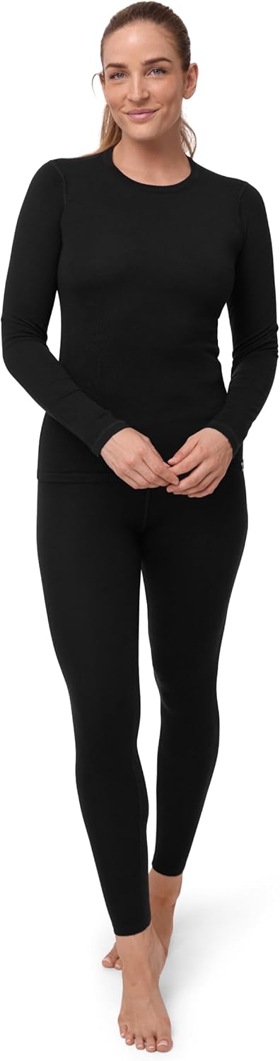 DANISH ENDURANCE Merino Wool Base Layer Set Women, Top and Bottom Set, Thermal Underwear for Womens, Tights, Long Sleeve