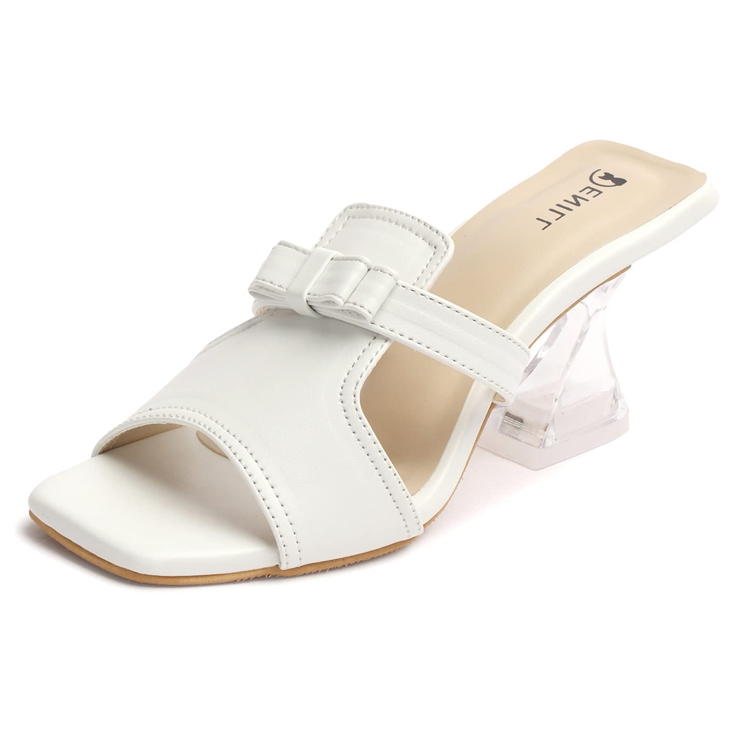 Denill Women Fashion Sandal 3 Inch Transparent Heel (White, numeric_7) (B0BZPCK116) Amazon Price History, Amazon Price Tracker