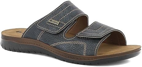 inblu IDRO Ciabatta Uomo Doppio Strappo Sottopiede Pelle Imbottito Tacco 3 CM Articolo ID-2 Testa di Moro