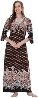 Women's Sarina Full-Flare Nighty with Long Sleeves/Night Gown/Nightwear/Nightdress Price In India