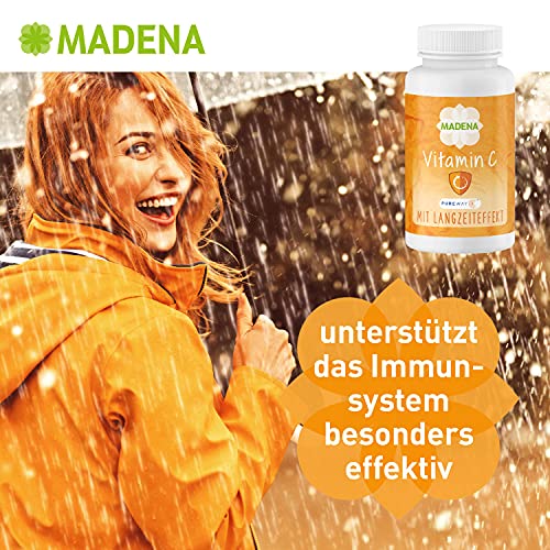 MADENA Vitamin C Kapseln – 2000mg Tagesdosierung mit dem patentierten PureWay-C für ein starkes Immunsystem, mit Langzeiteffekt, 120 Kapseln