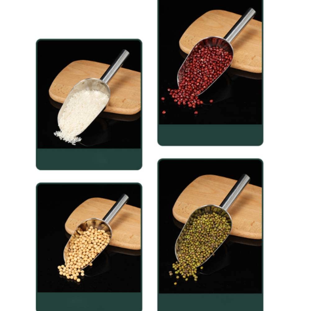 5 Pezzi Paletta per Ghiaccio in Acciaio Inox, Cucchiaini per Caramelle Multiuso, Paletta Cibo, Adatta per Cucine, Bar, Buffet, Cereali, Farina, Grano, Cibo per Gatti, Cibo per Cani