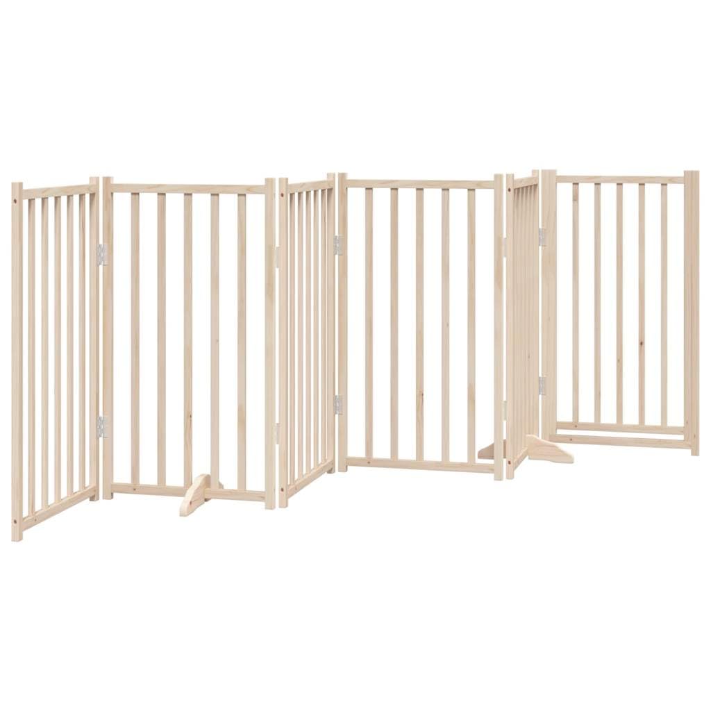 Homgoday Barrera para Perros,Puerta para Perros Plegable 6 Paneles Madera de álamo 300 cm Barrera de Seguridad para Perros Mascotas,para Escaleras y Puertas