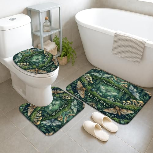 Rideau de douche imprimé papillon et tapis assorti vert 183x183cm - 5