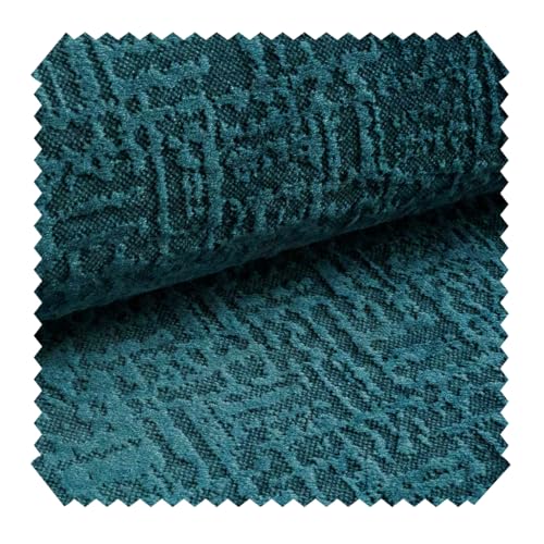 novely® exquisit VENEZIA - Prachtvoller und Samtweicher Möbelstoff - Schwer Entzündbarer Polsterstoff in 3D-Optik - Pflegeleichte Meterware 1lfm | Farbe: 08 Petrolblau