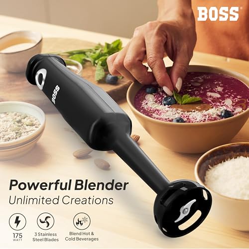 Image of BOSS Classic+ Hand Blender 175W with 3 Stainless Steel Blades & 2 Year Warranty | Black