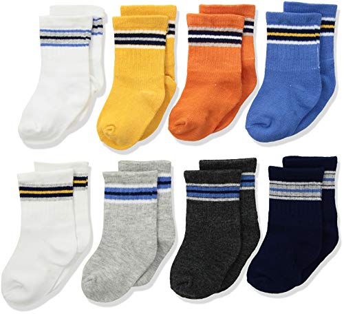 Gerber Baby Boys 8-Pair Wiggle Proof Sock, Stripes, 0-6 Months