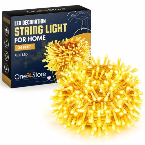 Image of One94Store LED Pixel String Light Pack of 1 - 36 Ft Copper Wire Fairy Lights, Bright Warm White Lights for Diwali Decoration, Home Decor, Pooja, Festival, Christmas, Wedding & Party