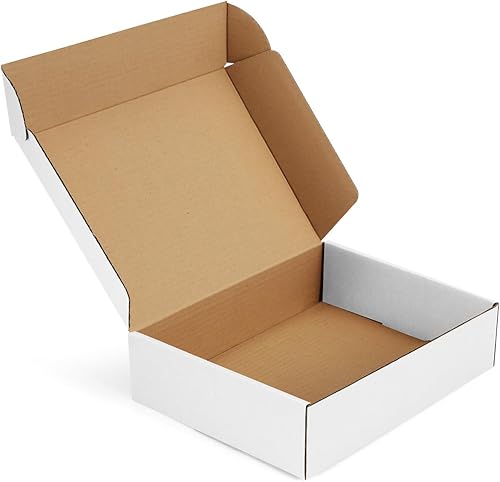Cajas de envío-12x9x3 pulgadas Paquete de 22 cajas de cartón para embalaje, cajas de envío blancas para embalaje-pequeñas empresas, sobres de caja