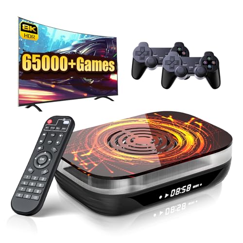 Kinhank Super Console X4 Plus Video Game Console Pre-Built-in 60000+Games, Retro Game Console muELEC 4.6/Android 11.0/CoreELEC 3 Systems in 1,8K UHD Display,Dual WiFi BT 4.0, USB 3.0
