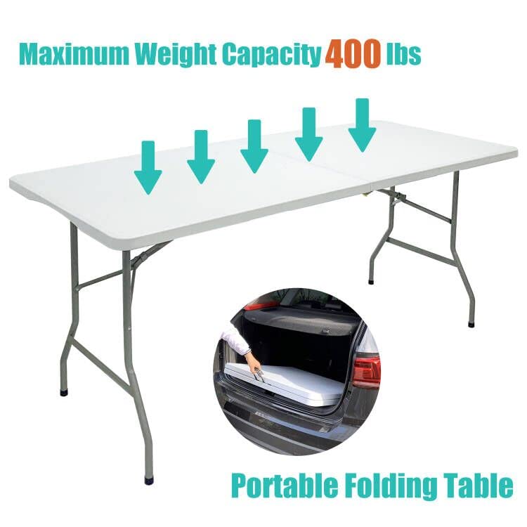 Buy GoTrio Folding Table 6ft Plastic Tables for Parties Portable w