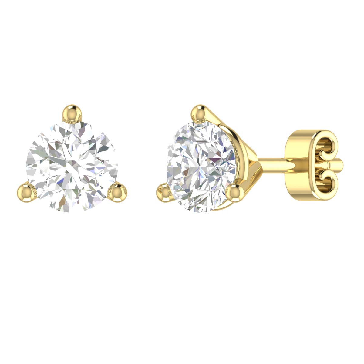 Inspereza 1/4 to 1.0ct TW Martini Round Diamond Solitaire Stud Earrings in 14kt Gold. Certified (G-H Color, I1 Clarity)