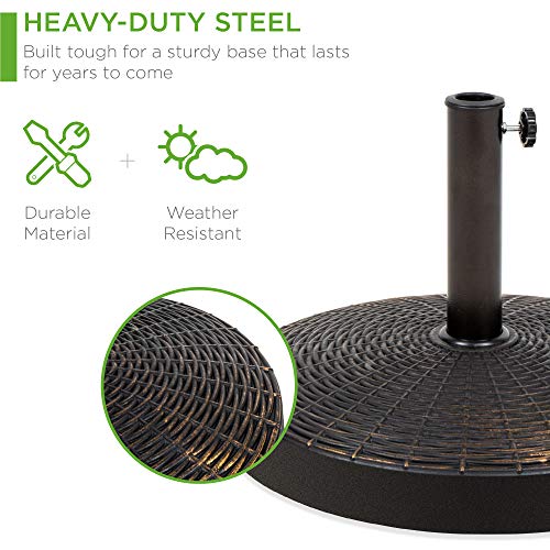 Best Choice Products SKY3784 55Lb Outdoor Patio Umbrella Stand Resin Round Umbrella Base W/Wicker Design thumb #2