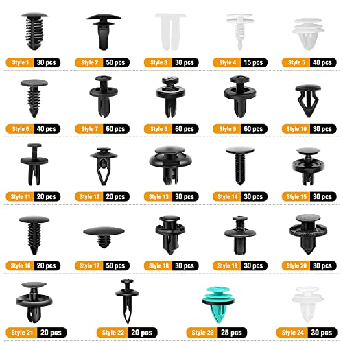 Gooacc 845Pcs Car Push Retainer Clips Auto Fasteners Assortment 24 Most Popular Sizes Nylon Bumper Fender Rivets With 10 Cable Ties And Fasteners Remover For Gm Ford Lexus Honda Chrysler Mazda #TOP2