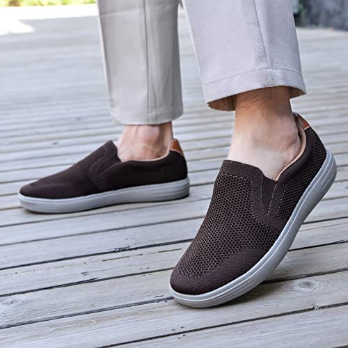 Image of konhill Mens Slip On Loafers Sneakers - Casual Knit Walking Shoes for Men, Lightweight Breathable Memory Foam Boat Shoes, Comfortable Slip-On Driving Loafers for Work Travel Beach