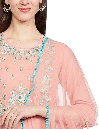 Image of BIBA Women Art Silk A-Line Kurta Regular Pant Suit Set