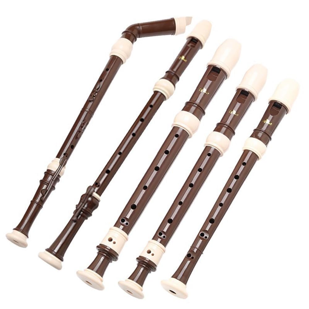 Flauto dolce barocco 5 set, set super alti/tenore/alto/tenore/basso, stile retrò, adatto a principianti e professionisti for suonare, borsa di stoccaggio gratuita e strumenti di pulizia