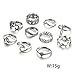 Cyntan Statement Ring Set Boho Crown Cross Midi Finger Knuckle Rings For Girls 10 Pcs/Set