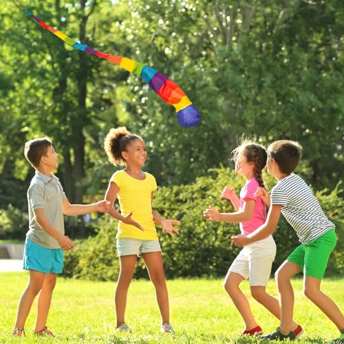 Phlognfy Rainbow Tail Ball, 4Pcs kometenball schweifball kinder, Kinder Wurfspielzeug Sportbälle Für AußEn Innenbereich