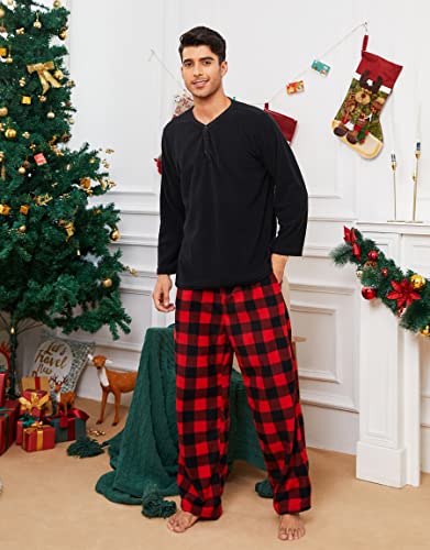 U2SKIIN Mens Fleece Pajama Pants, Warm Plaid Lounge Pj Bottoms for Men with Pockets Soft3