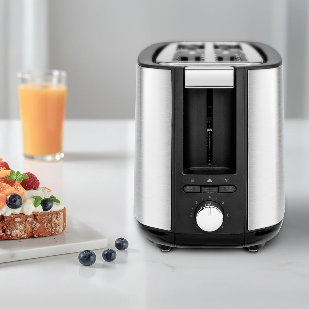 Ufesa Tostadora Toastie Duo Plus 1400W de Acero Inoxidable, 2 Ranuras Largas, 7 Niveles de Potencia, Funciones Recalentar/Descongelar/Cancelar y Bandeja Recogemigas Extraíble