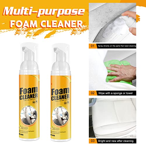 Toheok Dry Cleaning Ahent Multipurpose Foam Cleaner Spray, Foam Cleaner For Car And House Lemon Flavor, All-Purpose Household Cleaners For Kitchen (100Ml X 2Pcs) #TOP1