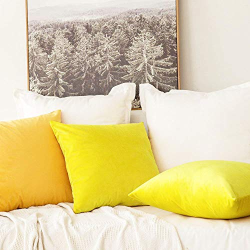 Image of Khooti Velvet 200 TC Cushion Cover Pack Of 1-8 inchX8 inch /20X20 Cm-Lemon Yellow-Soft Pillow Covers Cushion Case For Sofa Bedroom Living room Chair Car