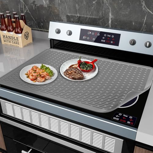 Cubierta para placa de inducción de 71 x 51 cm, protector de silicona para cocinas eléctricas, color gris